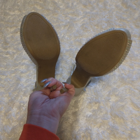 Steve Madden Rainbow Mermaid Maggie Covered Rhinestone Bling Platform High Heels - Picture 7 of 8